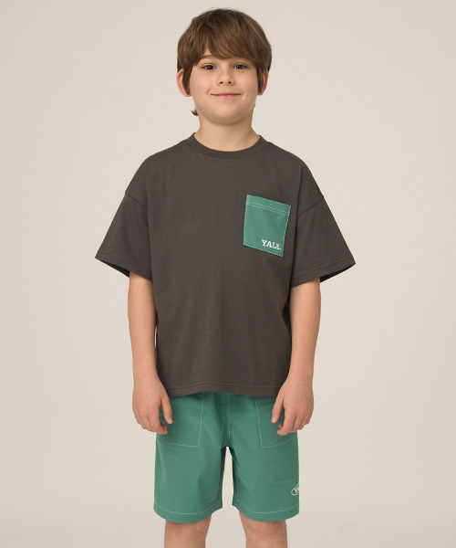 [예일키즈] 컬러블럭 나일론 팬츠 상하세트 A5M003_차콜 140